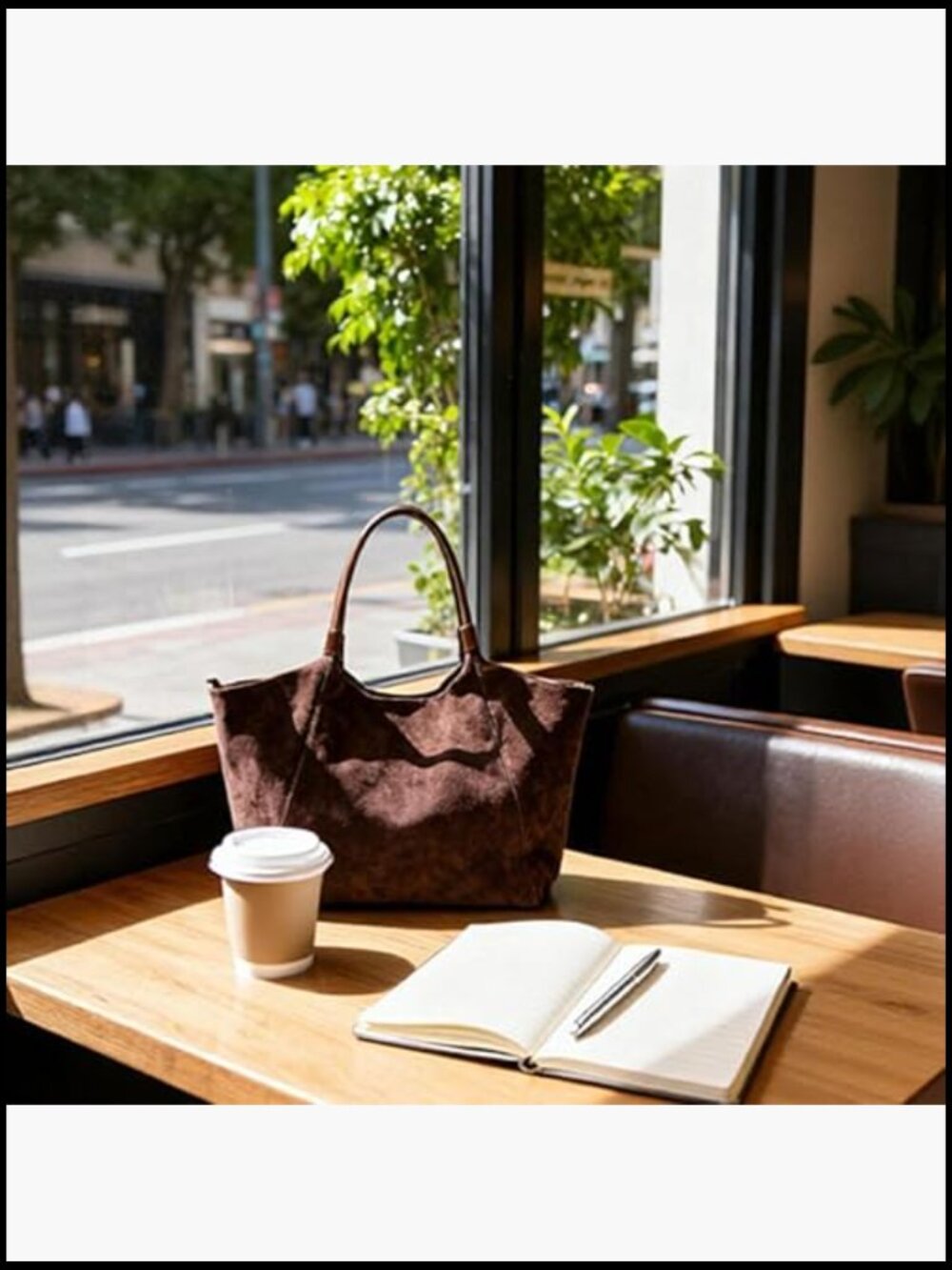 Faux Suede Tote Bag Slouchy Lightweight Large Laptop Shoulder Work Bag - Picture 3 of 7